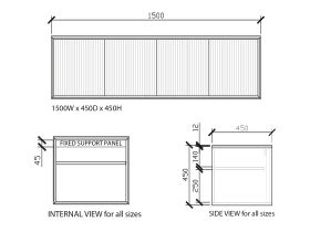 ISSY Halo I Vanity Unit with Four Doors and Internal Shelf 1500widex450deepx450high