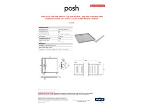 Specification Sheet - Posh Solus Tile Over Shower Tray with 860mm Long Rear Stainless Steel Standard Channel (For 2 Wall / Corner Install) 900mm x 900mm
