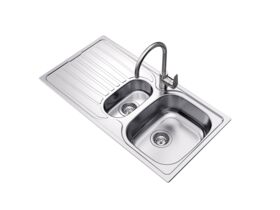 Supporting Image - Posh Bristol 1 & 1/3 Bowl Sink 1 Taphole Right Hand Bowl with Drainer Stainless Steel