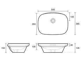 LAUFEN Ino Semi Inset Basin 500mm x 365mm with Overflow