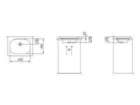 LAUFEN Ino Semi Inset Basin with Overflow No Taphole 500mm White