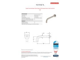 Specification Sheet - Sussex Pure Wall Basin Outlet 250mm PVD Brushed Nickel (3 Star) Lead Free