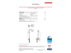 Specification Sheet - Sussex Pure Progressive Column Shower Mixer Tap System 250mm with Handshower Right Hand and Diamond Textured Handles Chrome (3 Star)