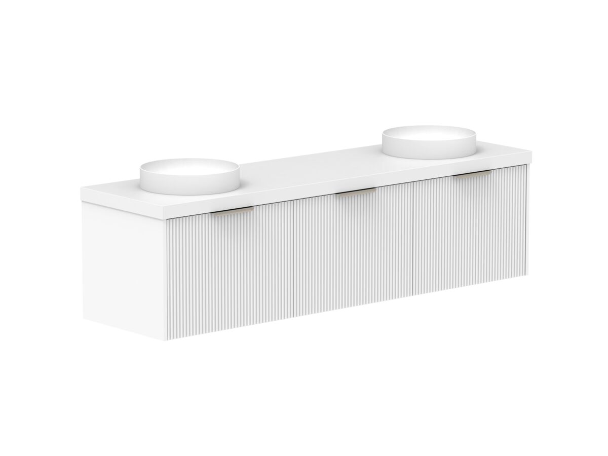 Supporting Image 2- Kado Neue Fluted Square All Drawer 1800mm Wall Hung Vanity with Double Basin 50mm Top Ultra White