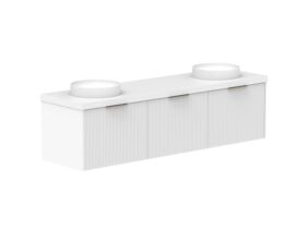 Supporting Image 2- Kado Neue Fluted Square All Drawer 1800mm Wall Hung Vanity with Double Basin 50mm Top Ultra White