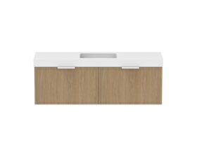 Supporting Image - Kado Lux Slim All Drawer 1500mm Wall Hung Vanity with Centre Basin 90mm Top Boston Oak