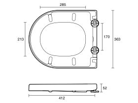 Technical Drawing - Posh Domaine Thick Seat Soft Close Quick Release White