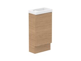 Posh Domaine Mini 400mm Floor Mounted Vanity Ceramic Top - Timber - Angle