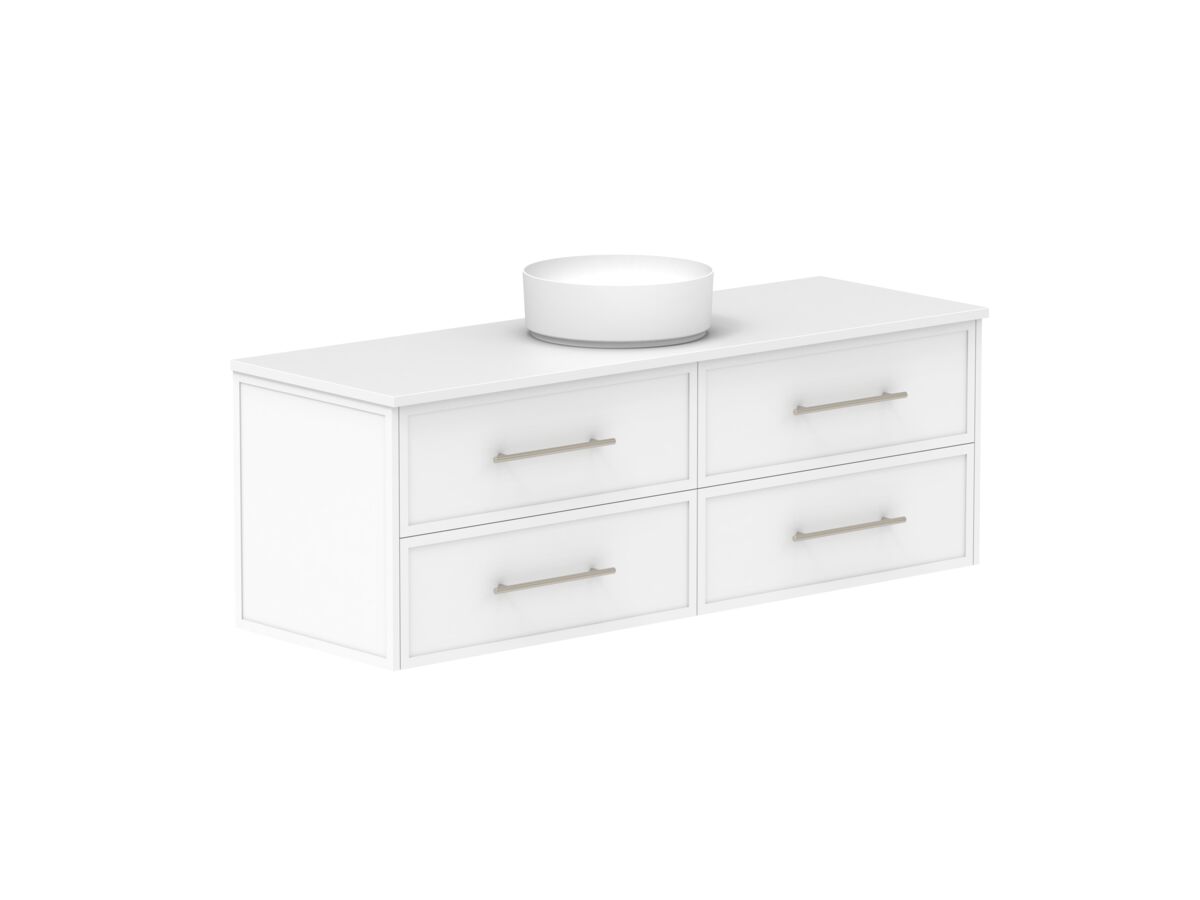 Supporting Image - Kado Lux 1500mm All Drawer Wall Hung Vanity Unit 4 Drawers Centre Bowl Vanity 20mm Top Shaker