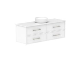 Supporting Image - Kado Lux 1500mm All Drawer Wall Hung Vanity Unit 4 Drawers Centre Bowl Vanity 20mm Top Shaker