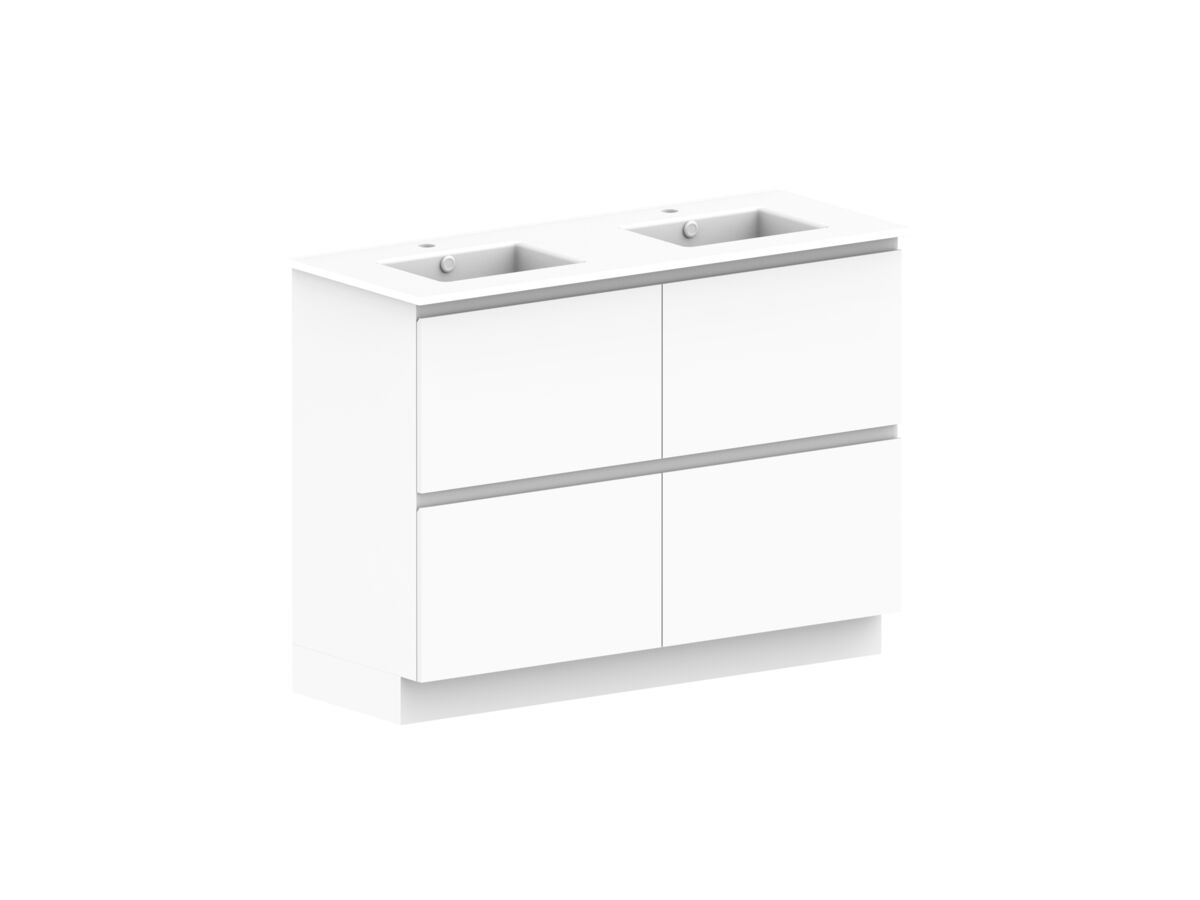 Posh Domaine Plus All-Drawer Twin 1200mm Floor Mounted Vanity Unit Double Bowl Ceramic Top