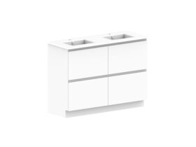 Posh Domaine Plus All-Drawer Twin 1200mm Floor Mounted Vanity Unit Double Bowl Ceramic Top