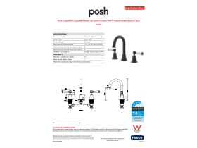 Specification Sheet - Posh Canterbury Gooseneck Basin Set Swivel Outlet Lever P Handles Matte Black (4 Star)