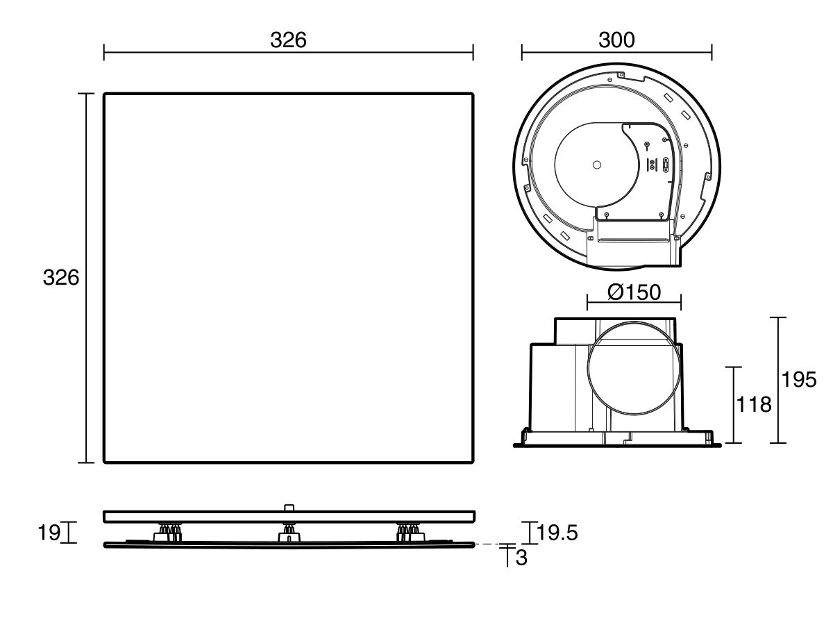 Kado Lux HiFlow 250 Exhaust Fan Square