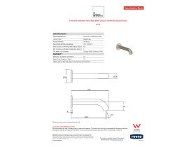 Specification Sheet - Faucet Strommen Vara Wall Bath Outlet 150mm Brushed Nickel (6 Star) Lead Free