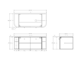 Technical Drawing - Kado Era Double Curve All Door 1200mm Wall Hung Vanity with Right Hand Basin 20mm Top