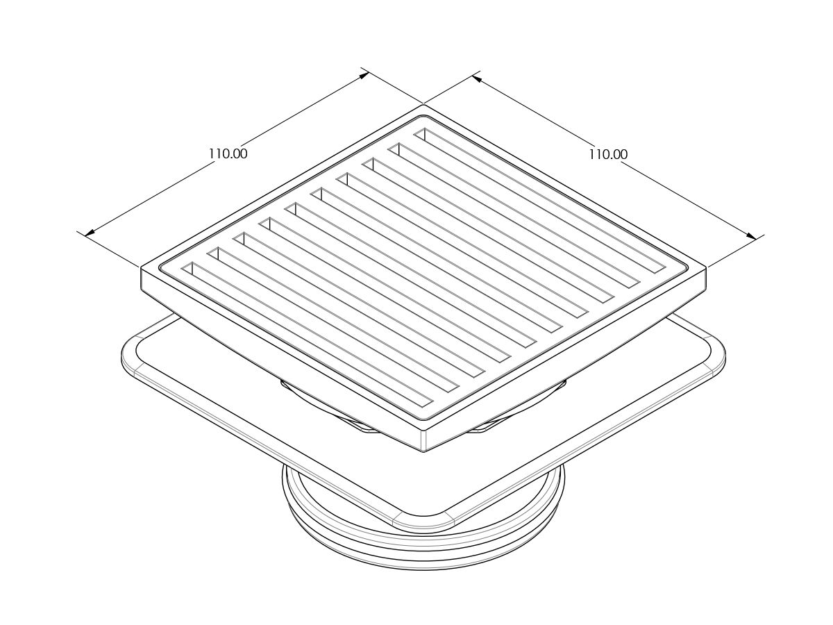 Mizu Square Floor Waste Stainless Steel 100mm x 80mm