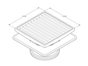 Mizu Square Floor Waste Stainless Steel 100mm x 80mm