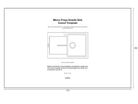 Cut Out Template - Memo Freya Single Bowl Sink 1 Taphole Right Hand Bowl with Drainer Granite Black