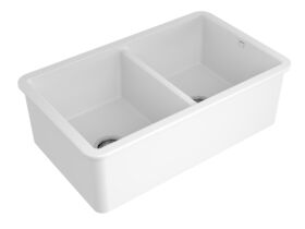 Hero - Memo Harper Double Bowl Inset/Undermount Sink 850mm Fireclay White