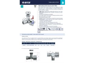 Specification Sheet - Arco Giro Twin Mini Stop Valve 15mm x 15mm x 20mm Valve Lead Free