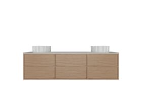Supporting Image - Kado Aspect Wall Hung Vanity Unit 1800mm Double Bowl 6 Drawer Corian 20mm Top - Boston Oak