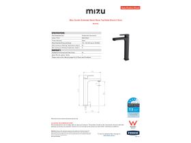 Specification Sheet - Mizu Soothe Extended Basin Mixer Matte Black (4 Star)