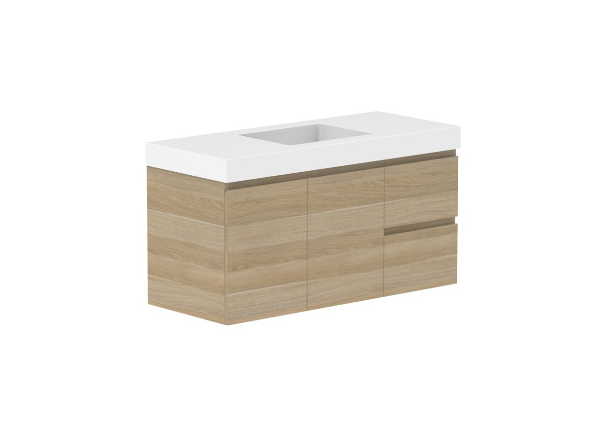 Supporting Image - Posh Domaine 1200mm Wall Hung Vanity Unit Conventional Single Bowl 90mm Top