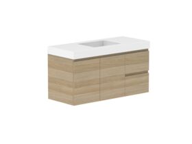 Supporting Image - Posh Domaine 1200mm Wall Hung Vanity Unit Conventional Single Bowl 90mm Top