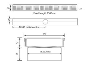 Kado Lux Shower Channel Welded Ends Centre Outlet Satin 1500mm
