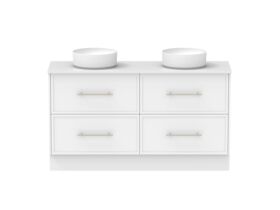 Supporting Image - Kado Lux All Drawer 1500mm Floor Mounted Vanity Double Basin 20mm - White Shaker Front