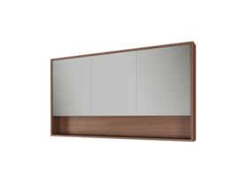 Supporting Image - Kado Aspect 1500mm Mirror Cabinet Three Doors with Shelf and Surround View - Florentine Walnut Sidep
