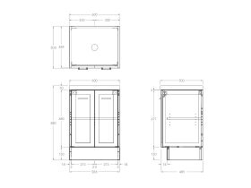 Technical Drawing - Kado Lux All Door 600mm Centre Bowl Floor Mount 50mm Top