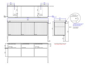 ISSY Cloud I 1800mm x 500mm x 860mm Vanity Unit with Legs 3 Touch Latch Doors Semi Inset (No Basin)