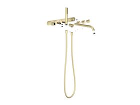 Hero - Faucet Strommen Vara Fin Wall Bath Tap Set with Handshower Trimset Brushed Admiralty Brass (3 Star) Lead Free