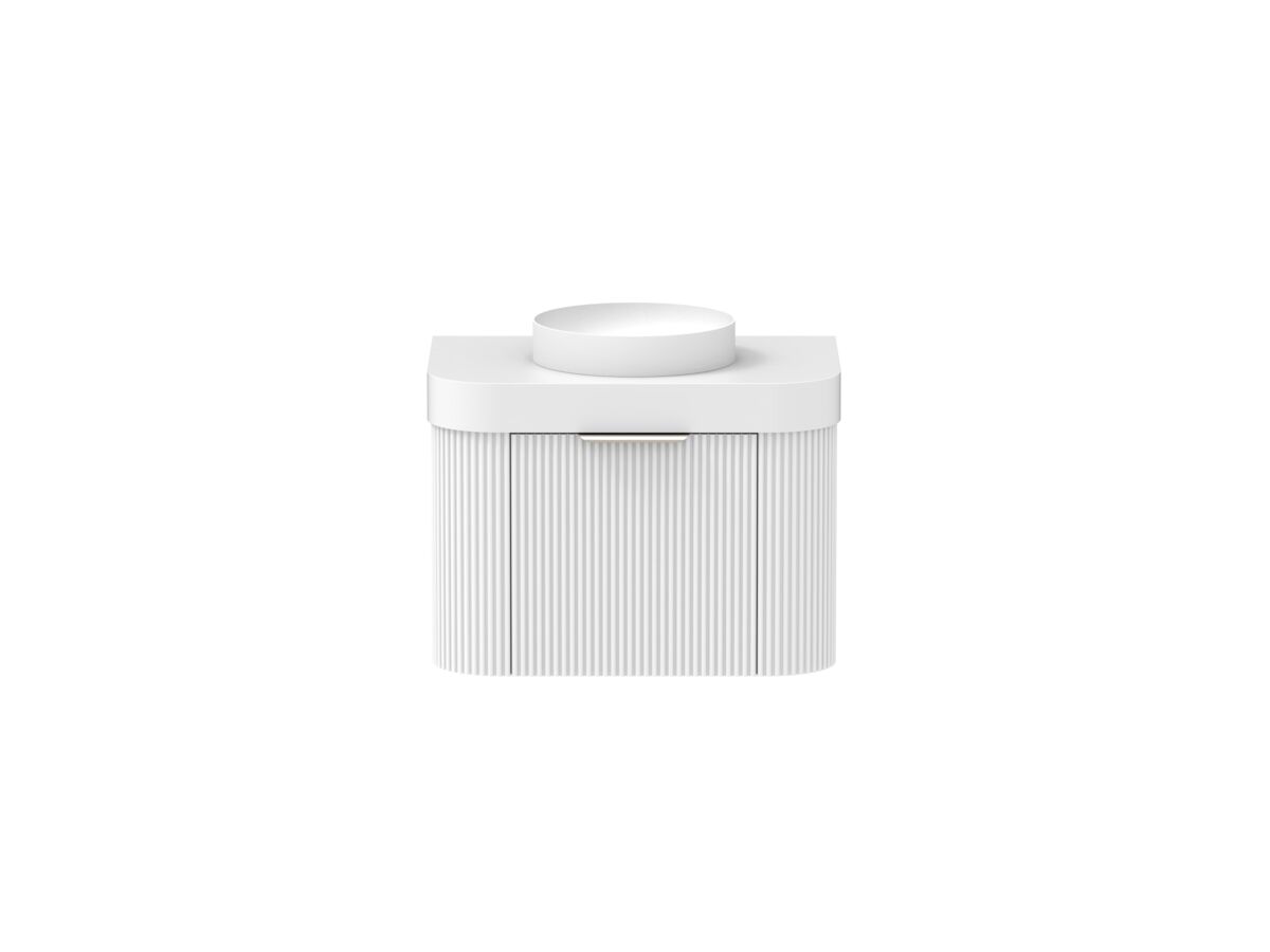Supporting Image - Kado Neue Fluted Double Curve All Drawer 750mm Wall Hung Vanity with Centre Basin Durasein 90mm Top Ultra White