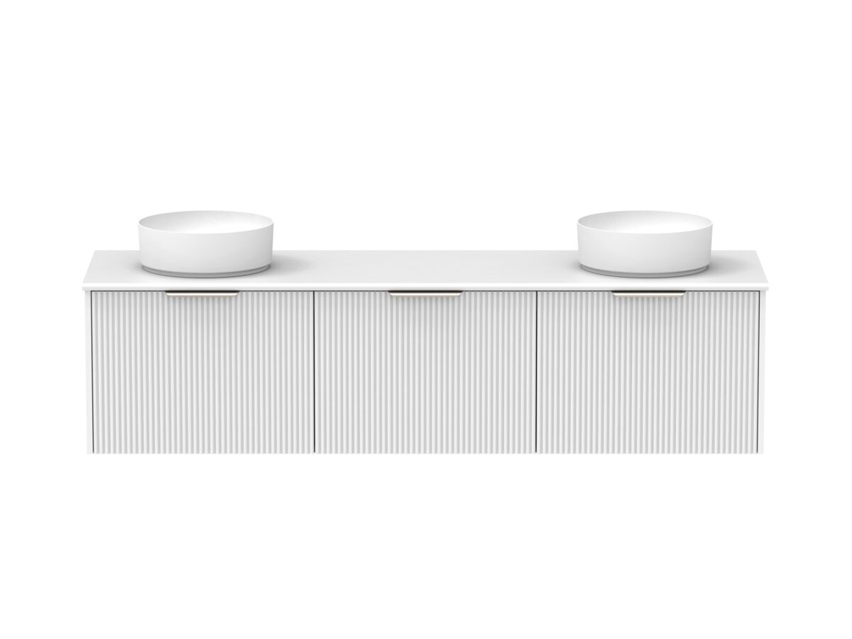 Supporting Image - Kado Neue Fluted Square All Drawer 1800mm Wall Hung Vanity with Double Basin 20mm Top Ultra White