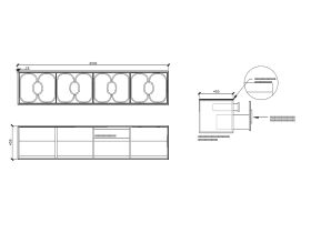 ISSY Blossom II 2000 x 450 x 450 Vanity Unit with Four Soft Close Drawer and One Internal Drawer, with Handle