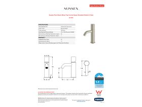 Specification Sheet - Sussex Pure Basin Mixer Tap Curved Spout Brushed Nickel (5 Star)