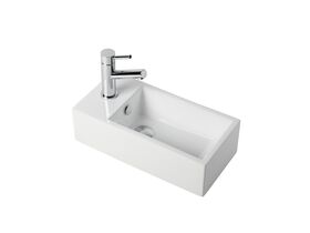 Hero - Posh Solus Mini Wall Basin Right Hand Bowl 485mm x 240mm 1 Taphole Left Hand White