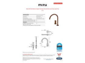 Specification Sheet - Mizu Drift Dial Medium Height Hob Mixer Brushed Bronze (6 Star) Lead Free