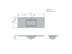 Technical Drawing - Posh Domaine Twin 1200 Ceramic Top