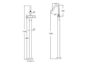 Sussex Pure Floor Mounted Basin Mixer Tap Trimset (5 Star)