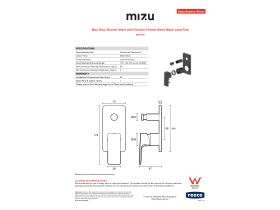 Specification Sheet - Mizu Bloc Shower Mixer with Diverter Trimset Matte Black Lead Free