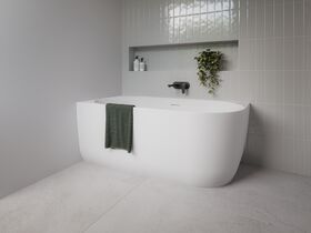 In Situ - Posh Solus Back to Corner Freestanding Bath 1500mm Left Corner with Overflow Matte White