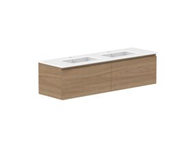 Supporting Image - Posh Domaine 1500mm Wall Hung Vanity Unit All-Drawer Double Bowl Matte White Ceramic Top
