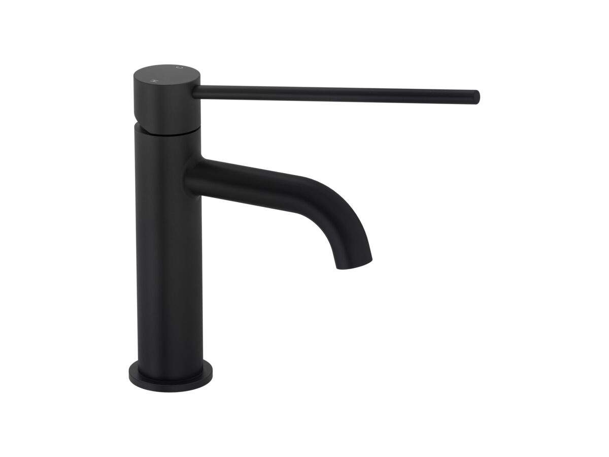 Mizu Drift Basin Mixer Curved Spout with Extended Lever Tap Matte Black (6 Star)