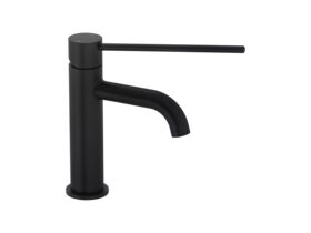 Mizu Drift Basin Mixer Curved Spout with Extended Lever Tap Matte Black (6 Star)