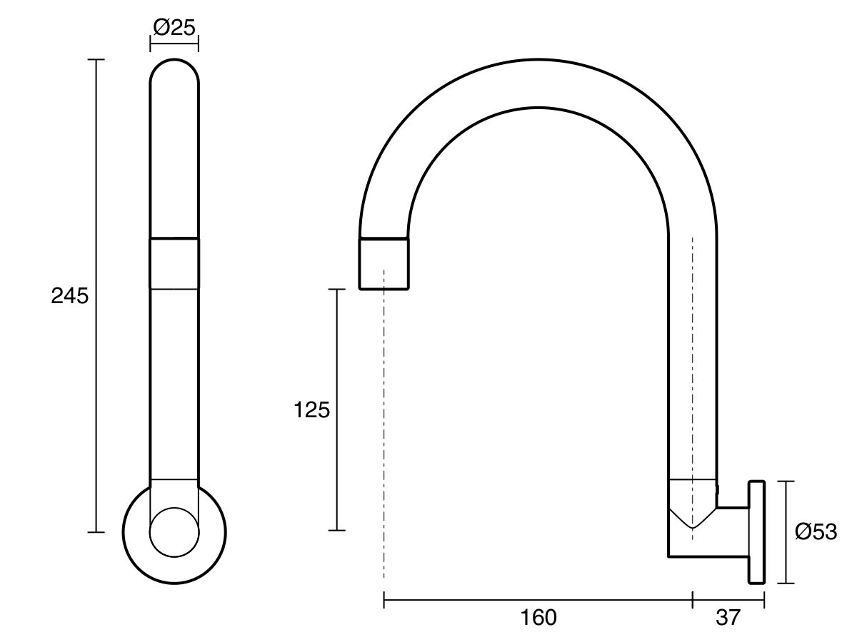 Technical Drawing - Posh Solus Wall Sink Outlet
