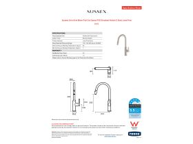 Specification Sheet - Sussex Oria Sink Mixer Pull Out Spray PVD Brushed Nickel (5 Star) Lead Free